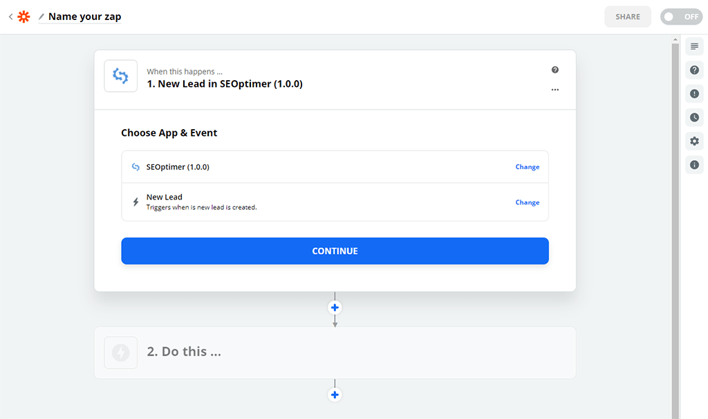 Zapier app step 2